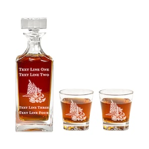 US Navy Pride Decanter Set - Navy Retirement or Promotion Gift - Decanter & Whiskey Glass Set for Veterans - Unique Gift for Him - Navy Gift