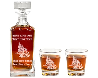 US Navy Pride Decanter Set - Navy Retirement or Promotion Gift - Decanter & Whiskey Glass Set for Veterans - Unique Gift for Him - Navy Gift