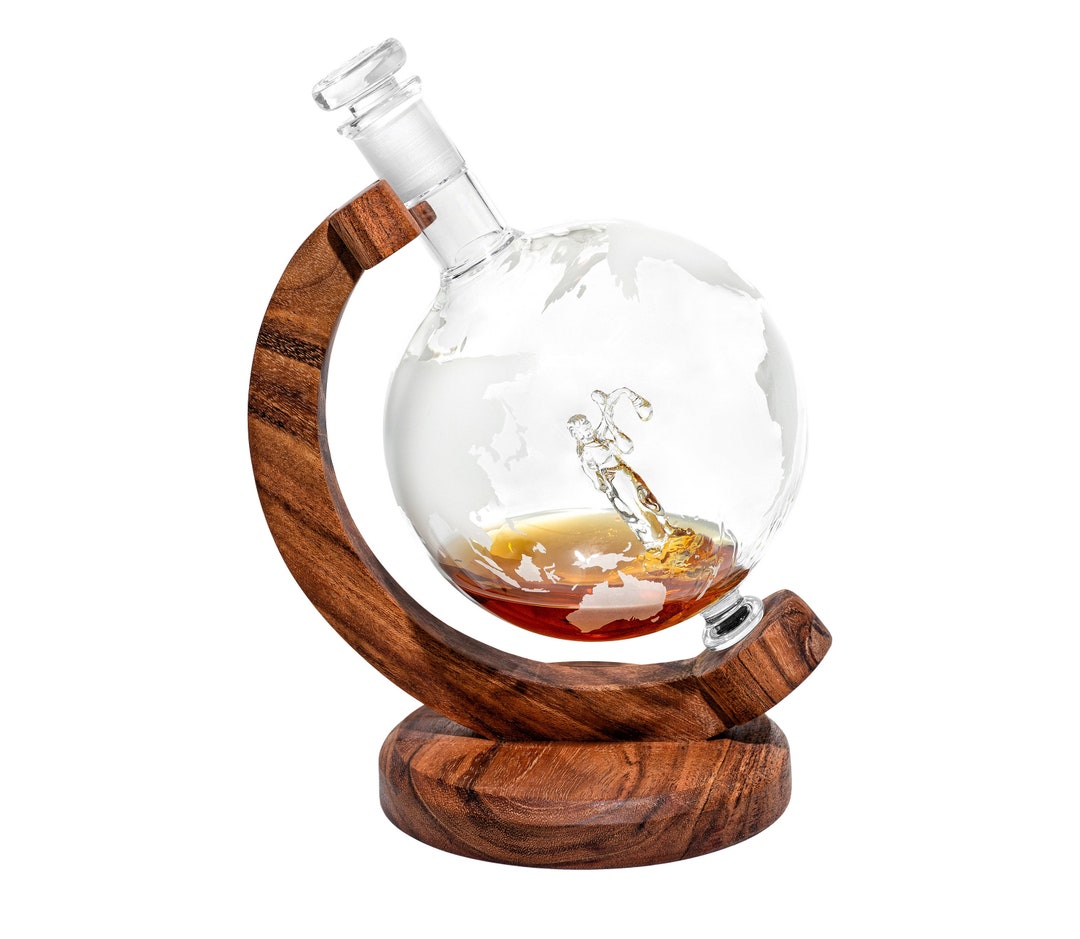 Lady Justice Lawyer Whiskey Decanter Etched Globe Glass Home Bar Decor ...
