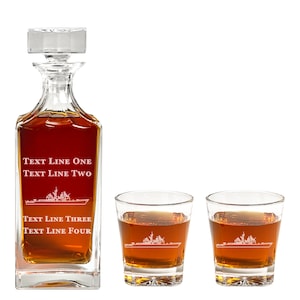 Ticonderoga Cruiser Decanter Set - US Navy Home Decor - Personalized Gift for Retirement, Promotion, Graduation, etc. Veteran Present