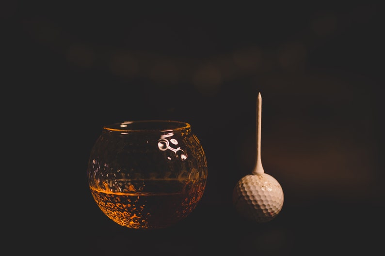 Whiskey Glasses Golf Ball Shaped Rocks Glass, Scotch Glass, Bourbon Glass, Whiskey Glass Set Groomsmen Gift or Golf Gift Set of Two image 5