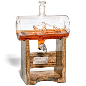 Engraved Nautical Sailboat Decanter - Anniversary Gift for Husband - Unique Decanter, Home Bar Decor for Bourbon, Scotch, Cognac, Liquor