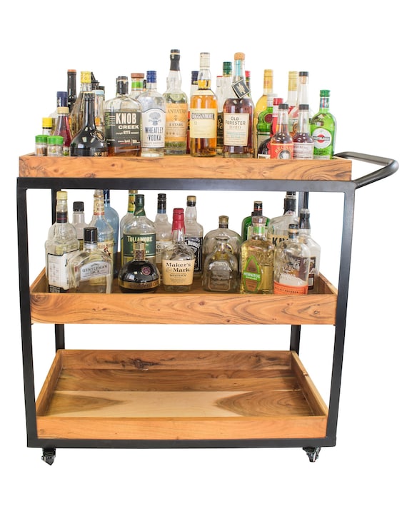Industrial Bar Cart Rolling Bar Cart Trolley serving Cart Home Bar Liquor Cabinet Kitchen Cart Coffee Bar Cart Industrial Furniture Etsy