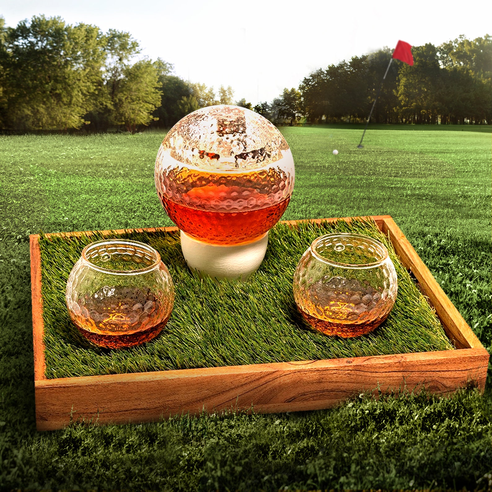 Golf Ball Decanter Personalized Whiskey Glass Set Custom Etsy