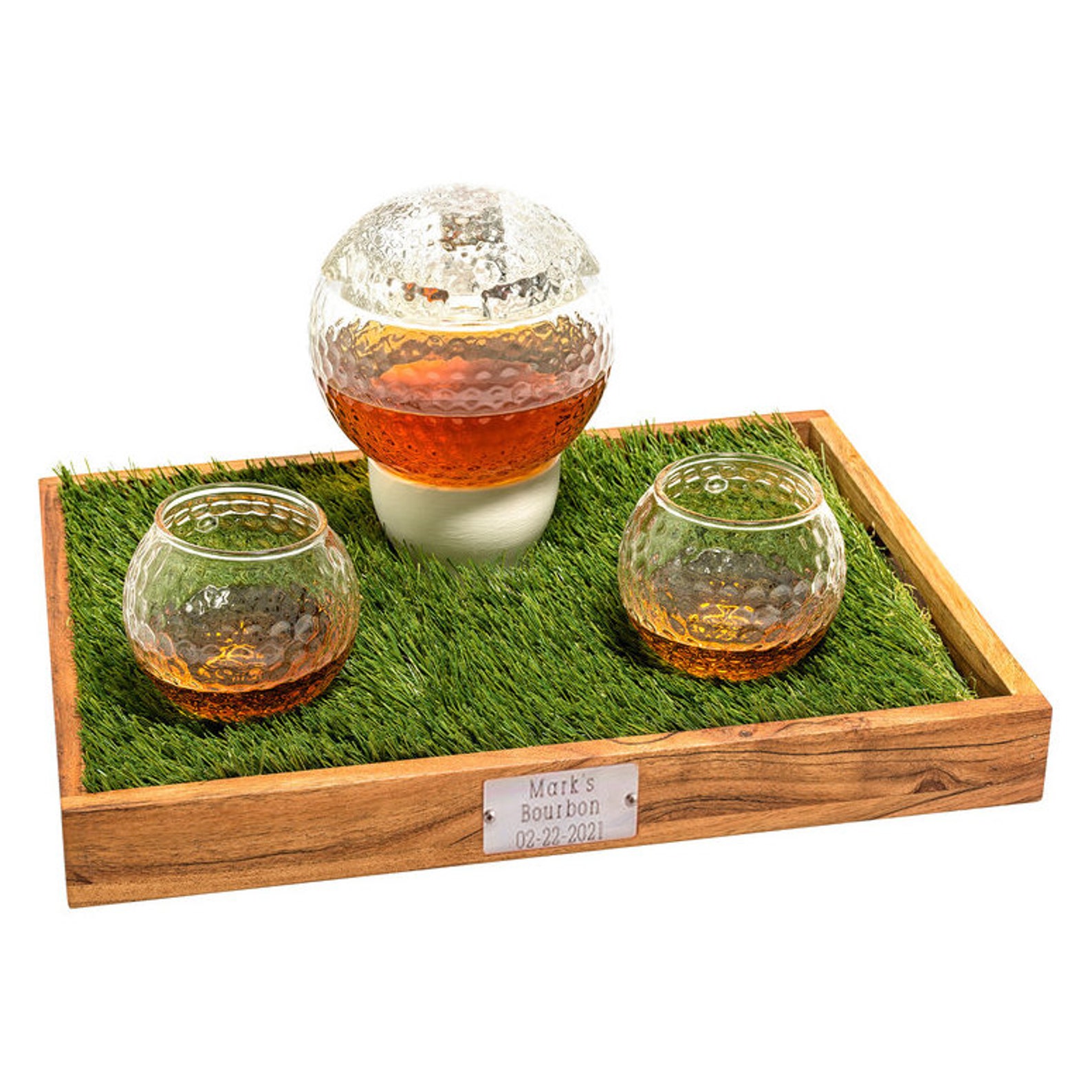 Golf Ball Decanter Personalized Whiskey Glass Set Custom Etsy