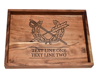 JAG Corps Wooden Bar Tray - Custom Judge Advocate General's Insignia Serving Trays - Promotion / Retirement Gift for Him - Home Bar Decor