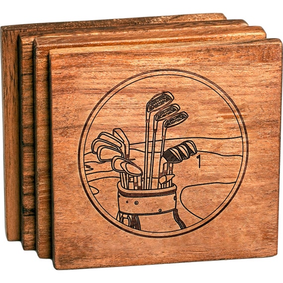 Fathers Day Coaster Set Unique Gift For Golfer - Golf Home Decor Accents Fathers Day Coaster Set Unique Gift For Golfer - Golf Home Decor Accents