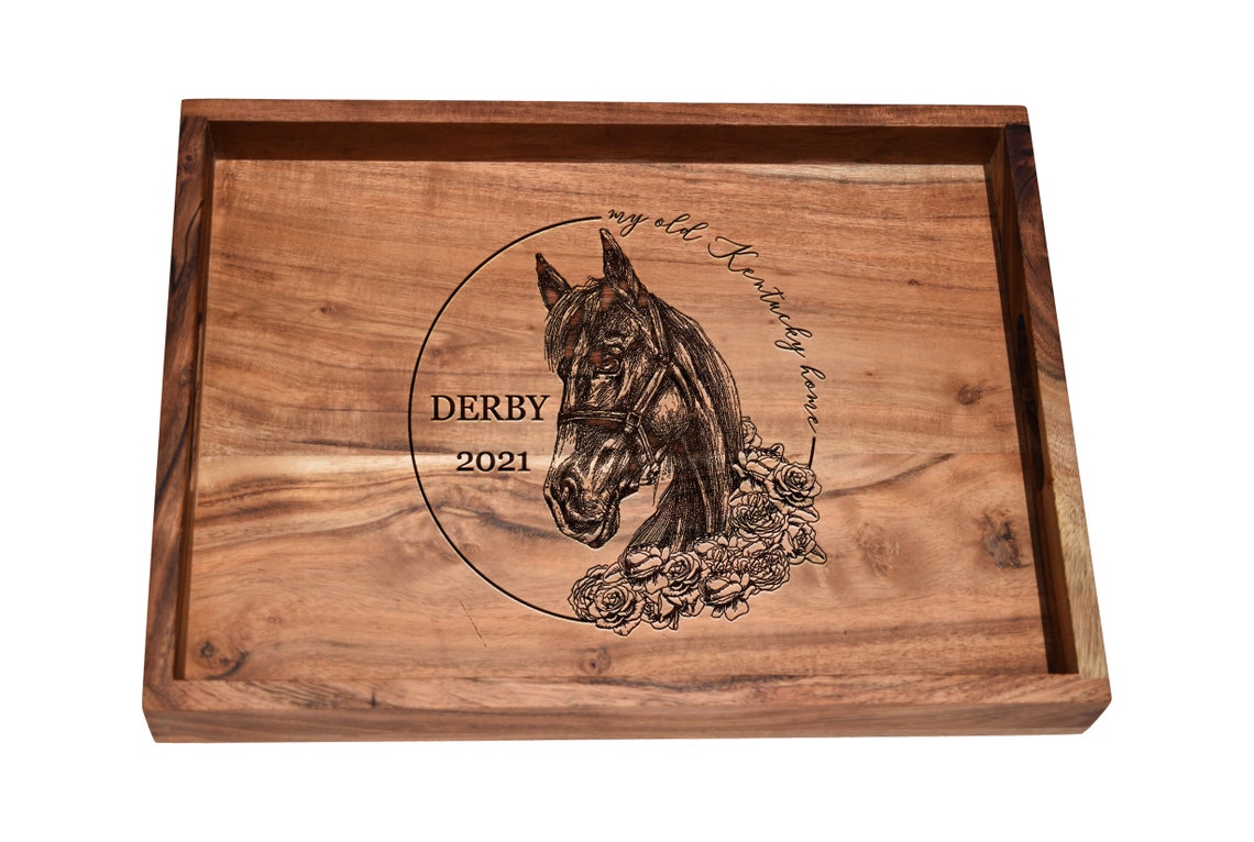 Kentucky Derby Wooden Engraved Bar Tray 2021 Kentucky Derby Etsy