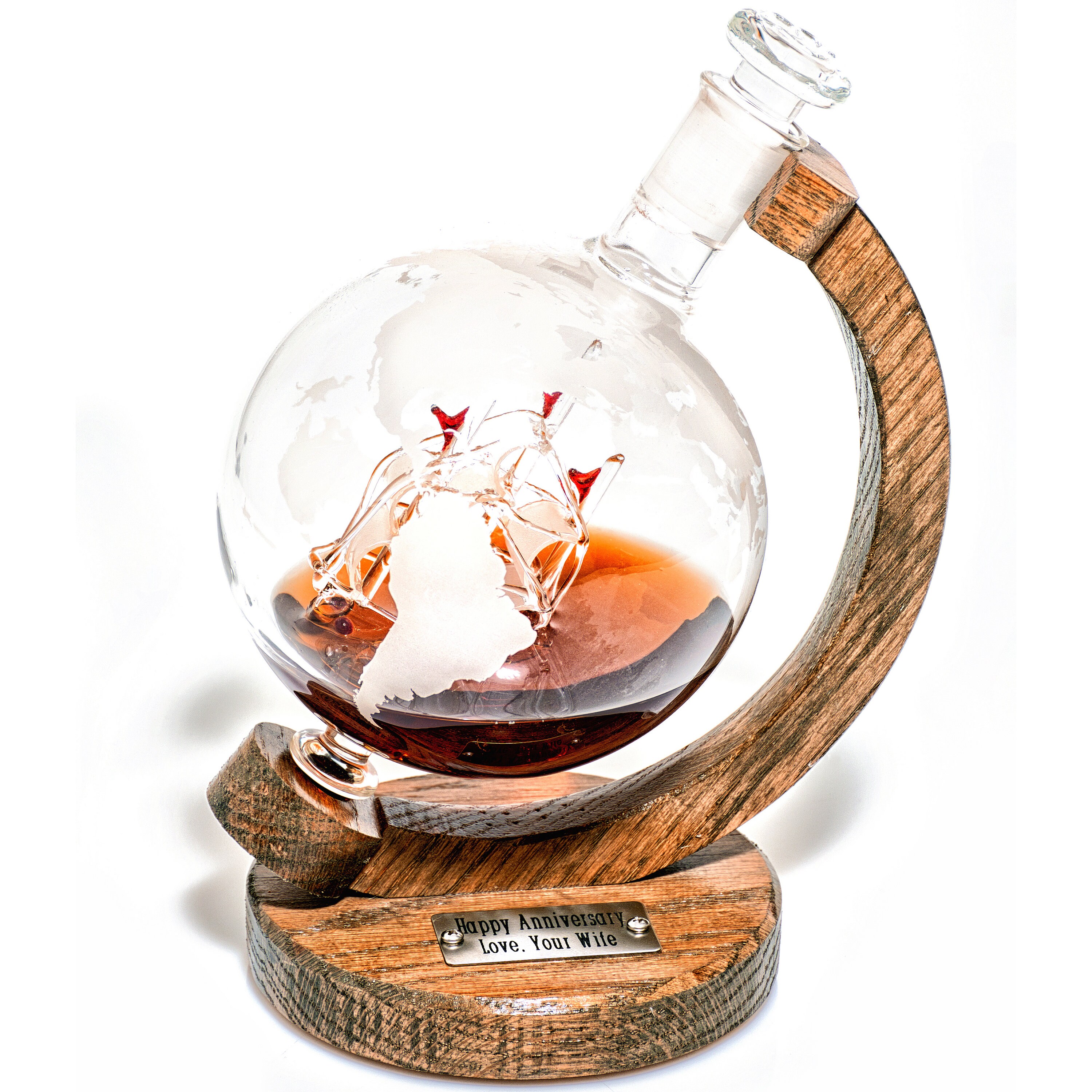 Nautical Gift Sailboat Whisky Decanter 1000ml Etched Globe Etsy