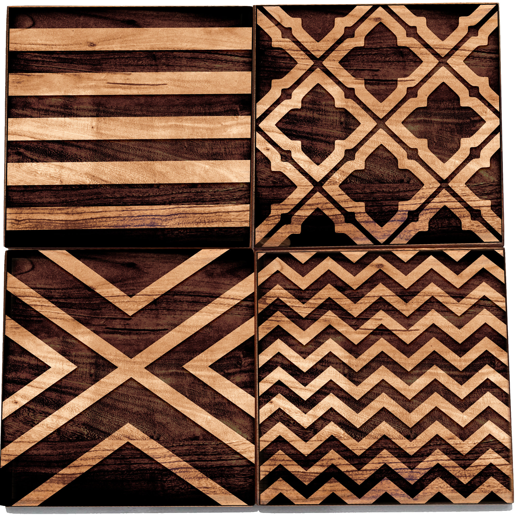 Patterned Coasters Geometric Pattern Coaster Set - Unique Home Coasters - Chevron, Stripes ...