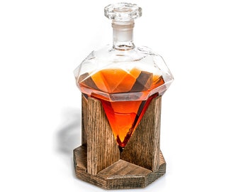 Engraved Diamond Decanter - Personalized Wine Glass Wedding Gift for Husband - Classic Bottle Barware Decor - Anniversary Gifts for Him