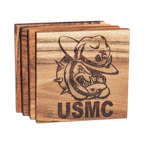 7 62 Design Sous Verres En Bois Usmc Wood Coaster Set De 4 main image 0