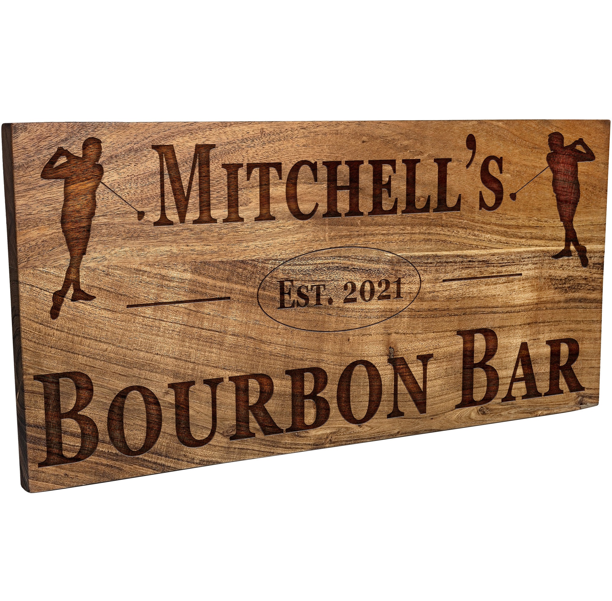 Golf Bar Sign - Wooden Mancave Wall Decor for Golfer - Home Bar Gift for House on Golf Course - Personalized Present, Realtor Closing Gift