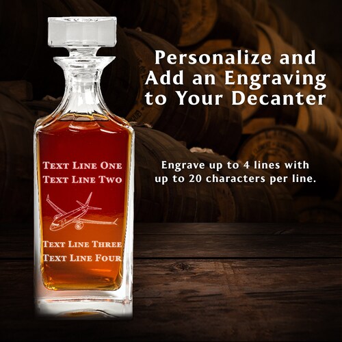 737 Commercial Airplane Pilot Decanter Set - Promotion, Graduation, Retirement shops Gift - Unique Present for Airline Pilot - Milestone or Event