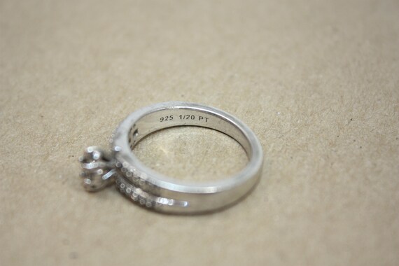 Platinum Plated Sterling Silver Diamond Wedding Ring