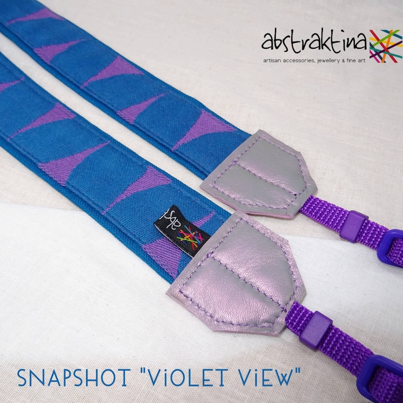 one-of-a-kind SNAPSHOT camera strap violet view by abstraktina