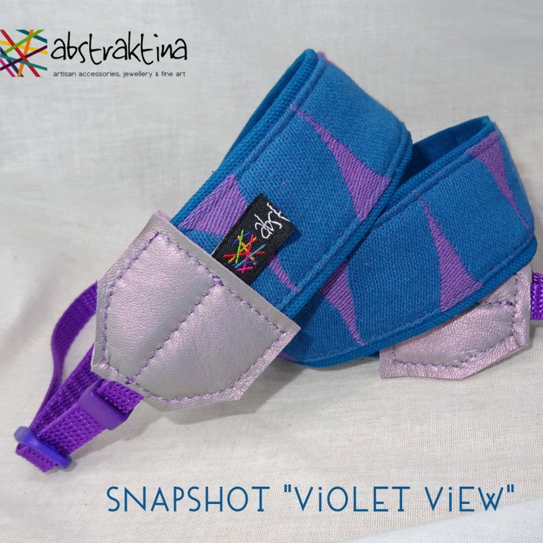 one-of-a-kind SNAPSHOT camera strap violet view by abstraktina
