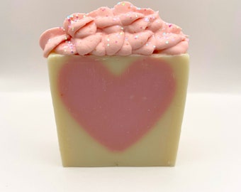 Handmade Soap - Frosted Pink Heart Soap