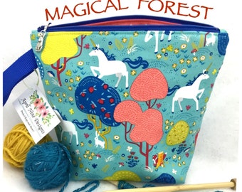 Unicorns with Pocket Knitting Crochet Craft Yarn Tote Project Bag