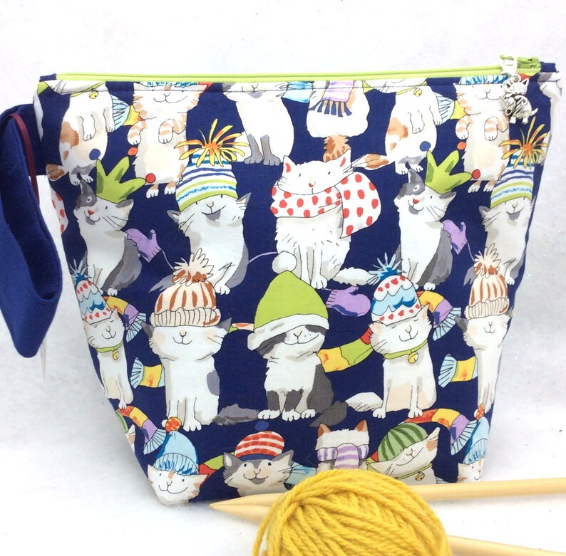 Craft Bag Knitting Bag Wedge Style KnittingCrochet Bag Knitting Project Bag Utility Bag WIP Bag Sock Bag Knitting Tote