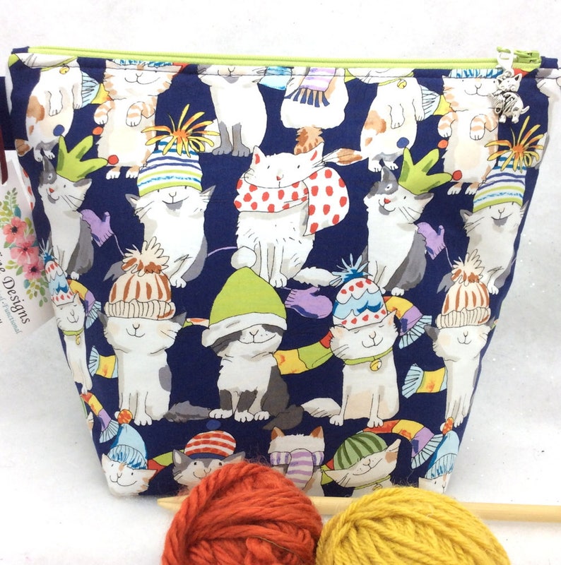 Craft Bag Knitting Bag Wedge Style KnittingCrochet Bag Knitting Project Bag Utility Bag WIP Bag Sock Bag Knitting Tote