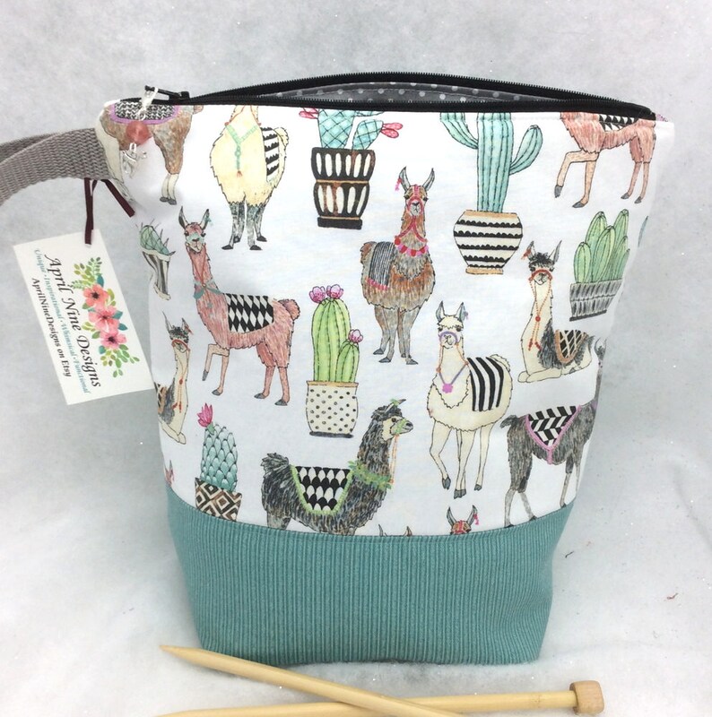Craft Project Bag Medium Llama Knitting Bag Knitting Project Bag Yarn Bag Llama Crochet Project Bag