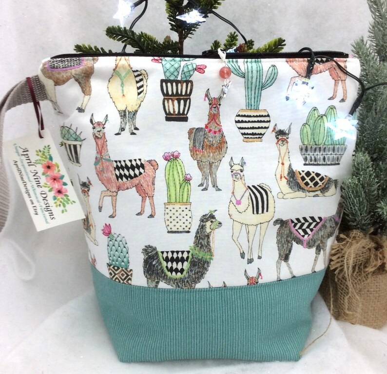 Craft Project Bag Medium Llama Knitting Bag Knitting Project Bag Yarn Bag Llama Crochet Project Bag