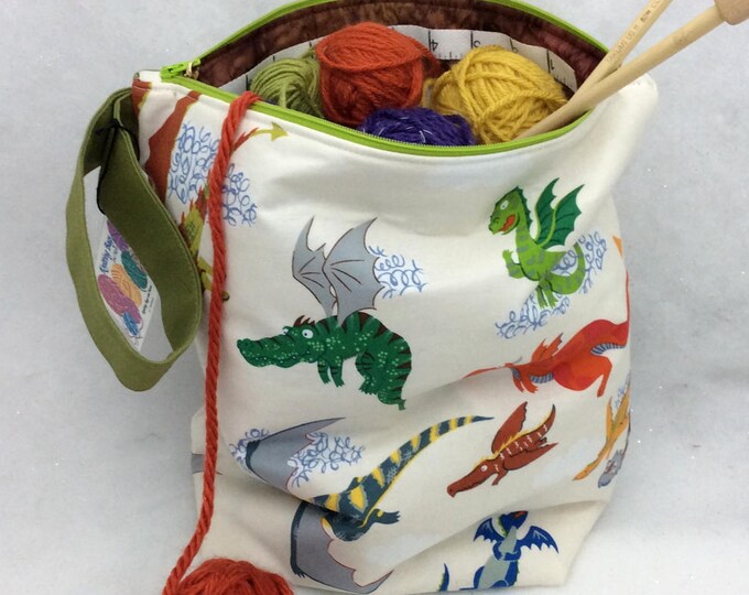 Knitting Bag Large Knitting Project Bag Dragon Knitting Bag Etsy