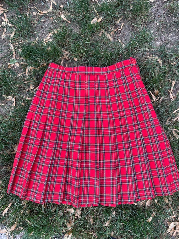 Vintage red plaid PUNK mini skirt