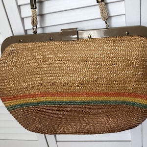 1960s RAINBOW straw purse