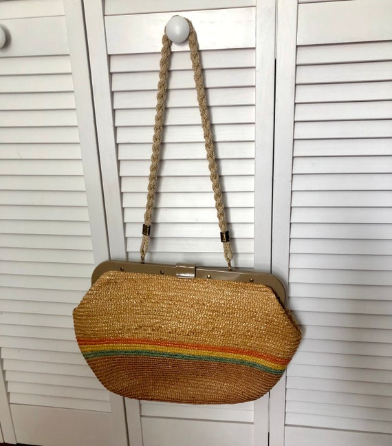 1960s RAINBOW straw purse Gem