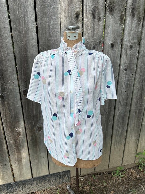 Vintage breezy polyester patterned button up shirt - image 2