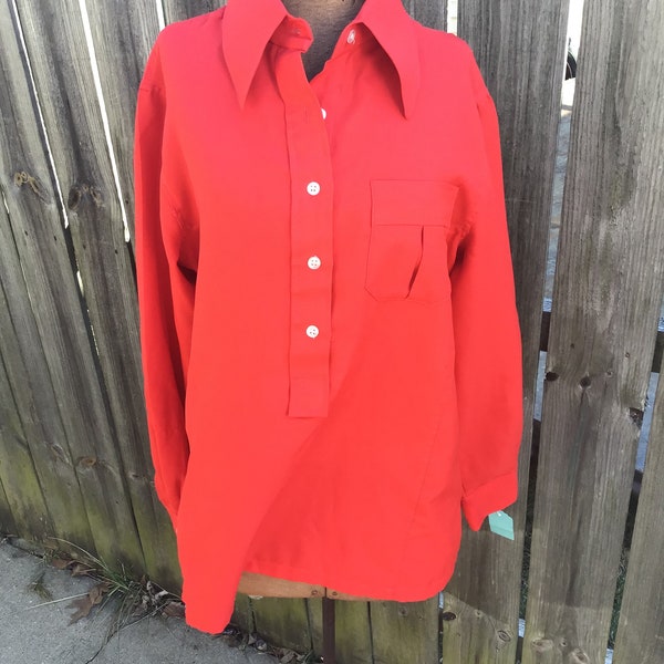 70s vintage HOT RED blouse