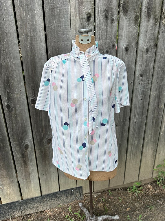 Vintage breezy polyester patterned button up shirt - image 3