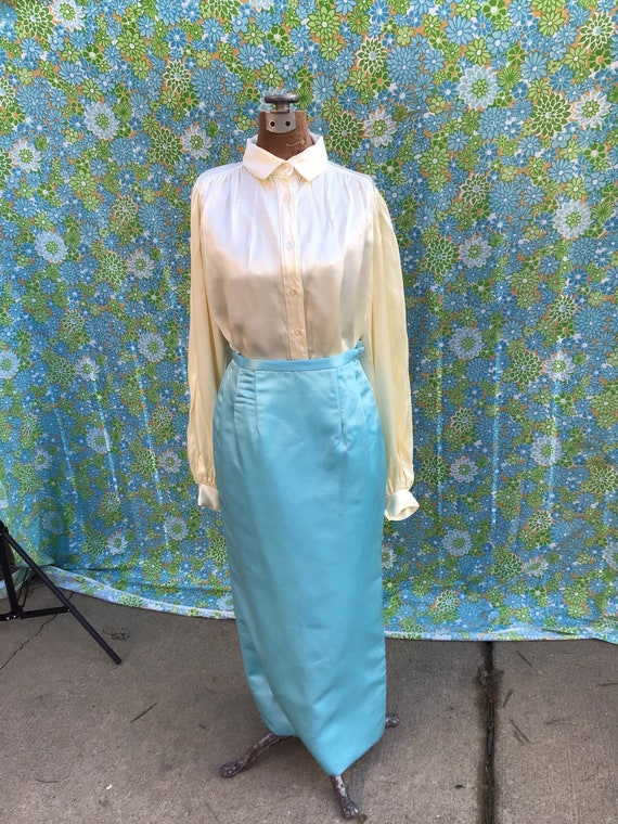 1960s Satin balloon sleeve top - image 7