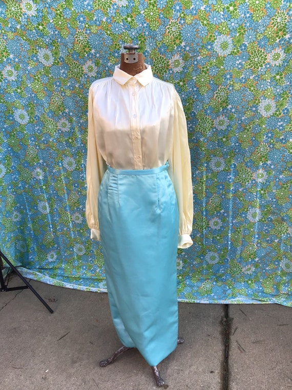 1960s Satin balloon sleeve top - image 6