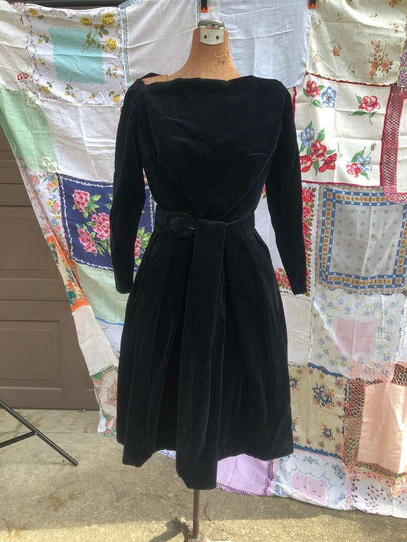 1950s Vintage Velvet Cocktail Dress