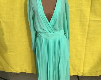 1980s plus size Aqua Faux wrap dress