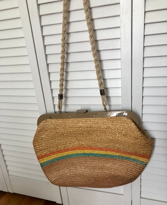 1960s RAINBOW straw purse Gem