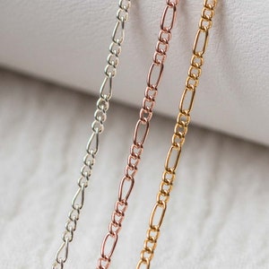 1.5mm figaro 3+1 chain, 14k gold filled, sterling silver, 14k rose gold filled, permanent jewelry footage bulk wholesale chain, G13 S13 R13