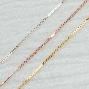 1mm dapped bar chain, 14k gold filled, sterling silver, 14k rose gold filled, permanent jewelry footage bulk wholesale chain, G18 S18 R18