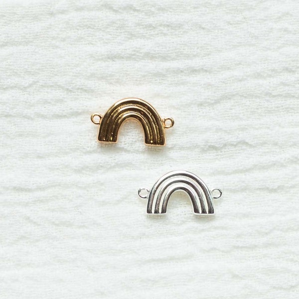 Rainbow connector charm, sterling silver, 18k gold plated, bulk connectors, bracelet connector charm, permanent jewelry, CN88