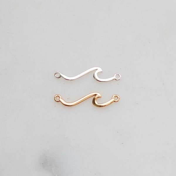 Waves connector, sterling silver, gold plated, waves bracelet connector charm, permanent jewelry, CN57