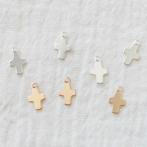 Gold filled, tiny cross charm, cross charm for permanent jewelry, 14k gold filled cross charm, bulk wholesale gold filled charms, CH32