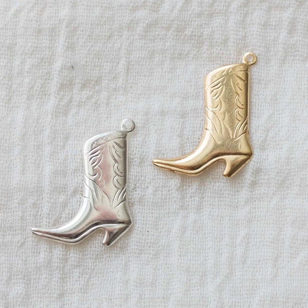 Cowboy boot charm, gold filled sterling silver cowgirl boot charm, western theme charms, country girl charms, CH40