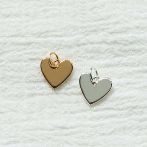 Plain heart pendant, .925 sterling silver heart pendant, 18k gold plated brass heart pendant, gold heart charm, silver heart charm, CH36