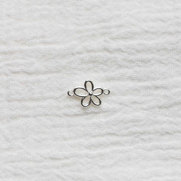 Flower connector, sterling silver, 18k gold plated, bulk connectors, bracelet connector charm, permanent jewelry, CN75