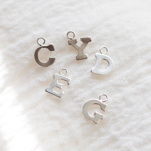 Tiny sterling silver letter charm for bracelet or necklace, permanent jewelry charms, jewelry making supplies, wholesale bulk charms, CH4