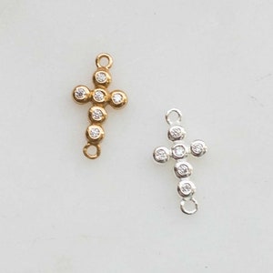 Cross connector charm, sterling silver cross connector, gold plated cross connector, permanent jewelry connector charm, CN50