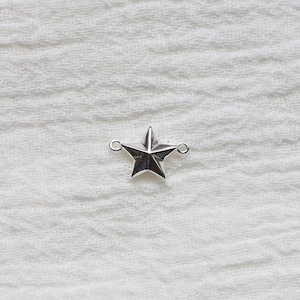 Star connector, sterling silver, 18k gold plated, bulk connectors, pyramid star bracelet connector charm, permanent jewelry, CN76